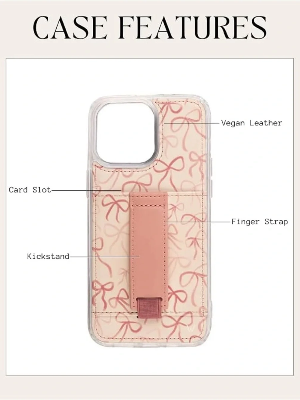 Walli iPhone 15 Pro case Rosy Ribbons